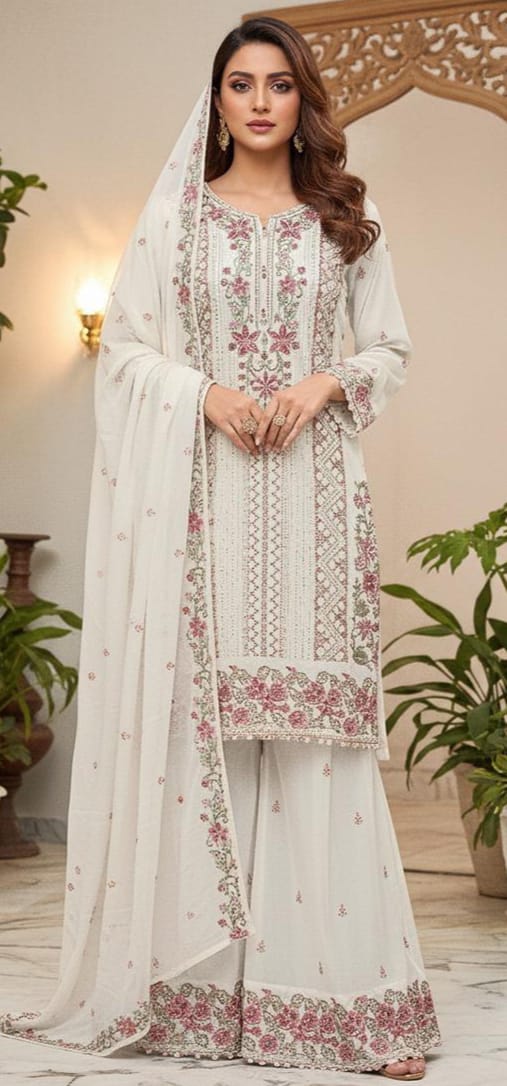 Heavy Chiffon Suit with Plazo & Dupatta