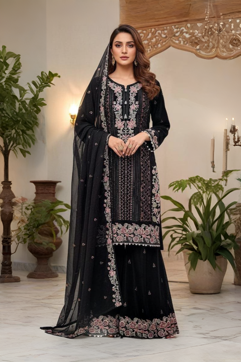 Heavy Chiffon Suit with Plazo & Dupatta