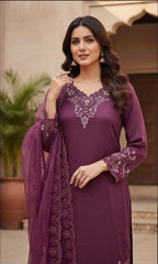 Crystal Viscose Suit with Heavy Organza Dupatta