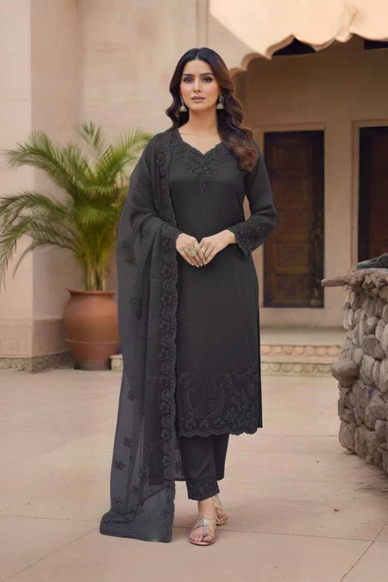 Crystal Viscose Suit with Heavy Organza Dupatta