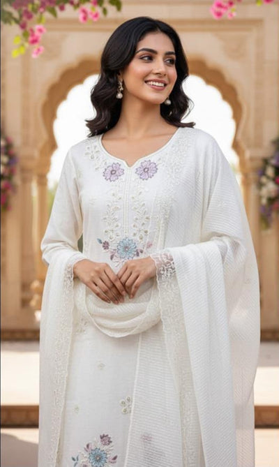 Crystal Viscose 3-Piece Stitched Suit with Organza Dupatta