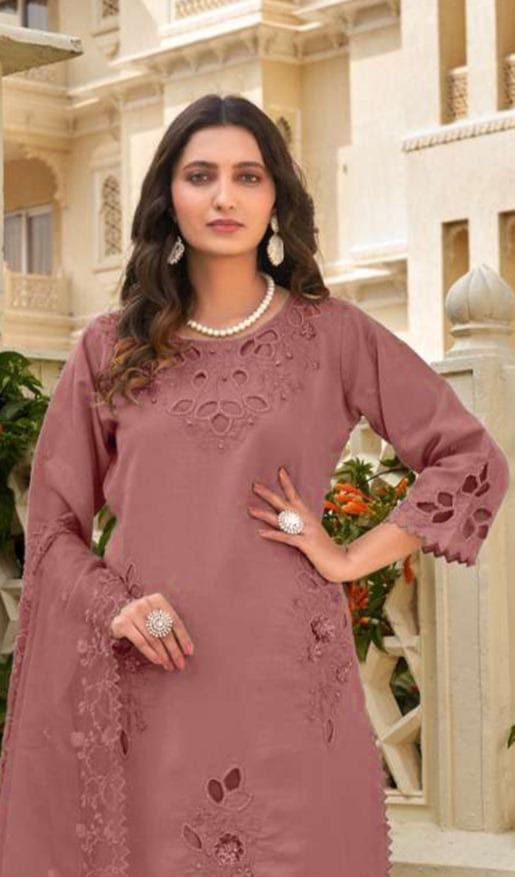 Crystal Viscous Suit with Heavy Organza Dupatta