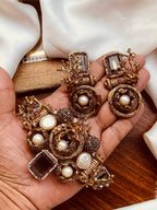 Premium Gold-Plated Statement Earrings – Crystal & Pearl Embellished