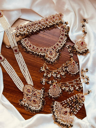 Grand Kundan Pearl Bridal Jewelry Set