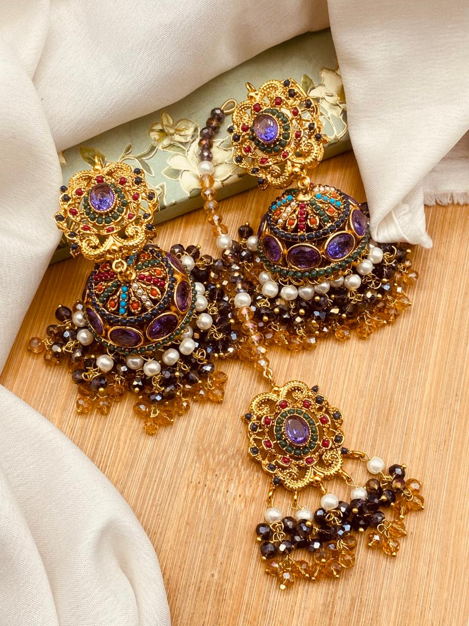 Elegant Turkish Jhumki Tikka Set