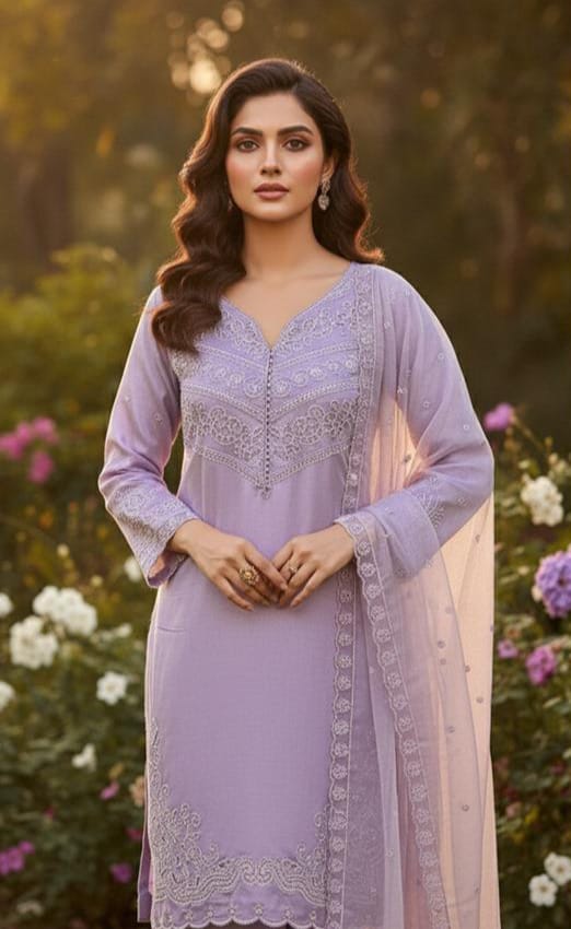 Crystal Viscous Top with Dupatta Set