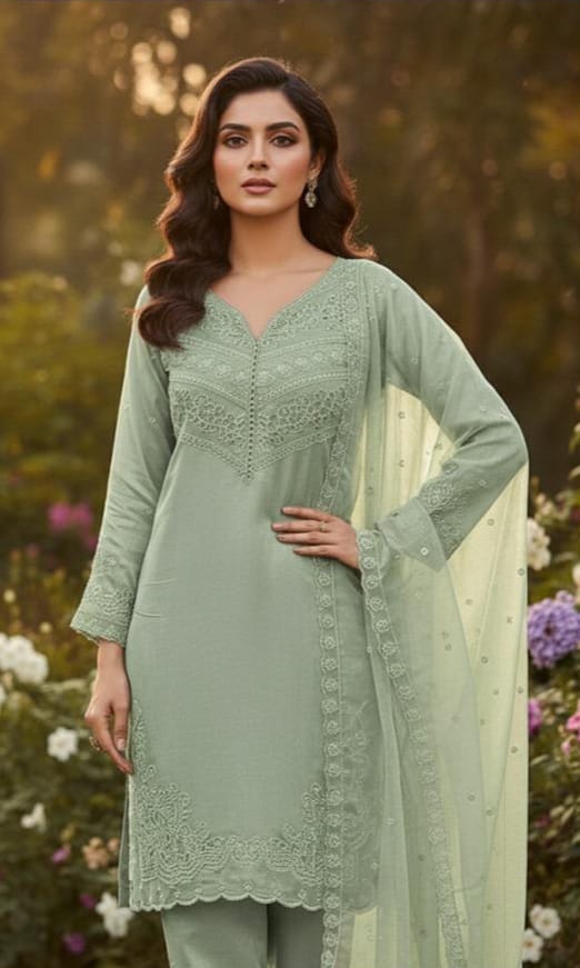 Crystal Viscous Top with Dupatta Set