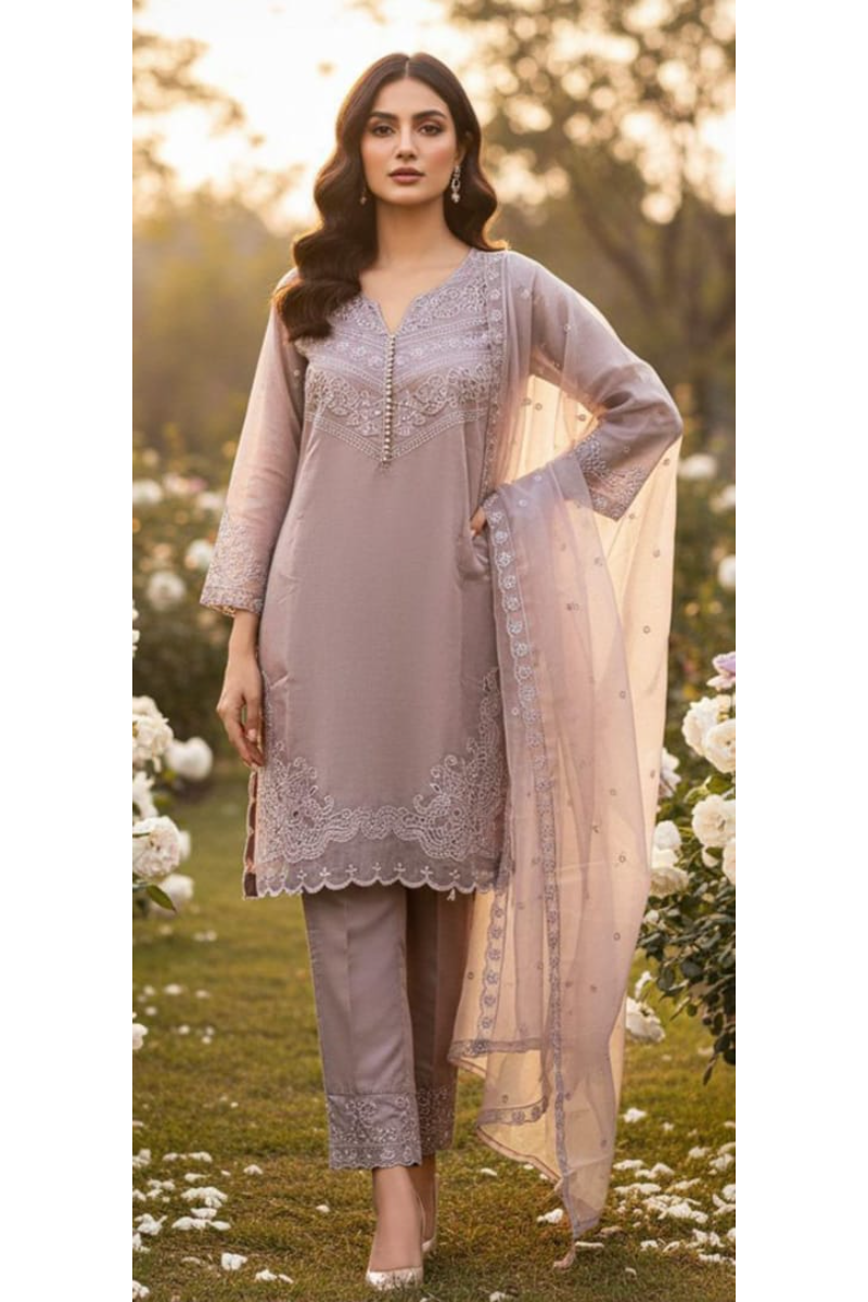 Crystal Viscous Top with Dupatta Set