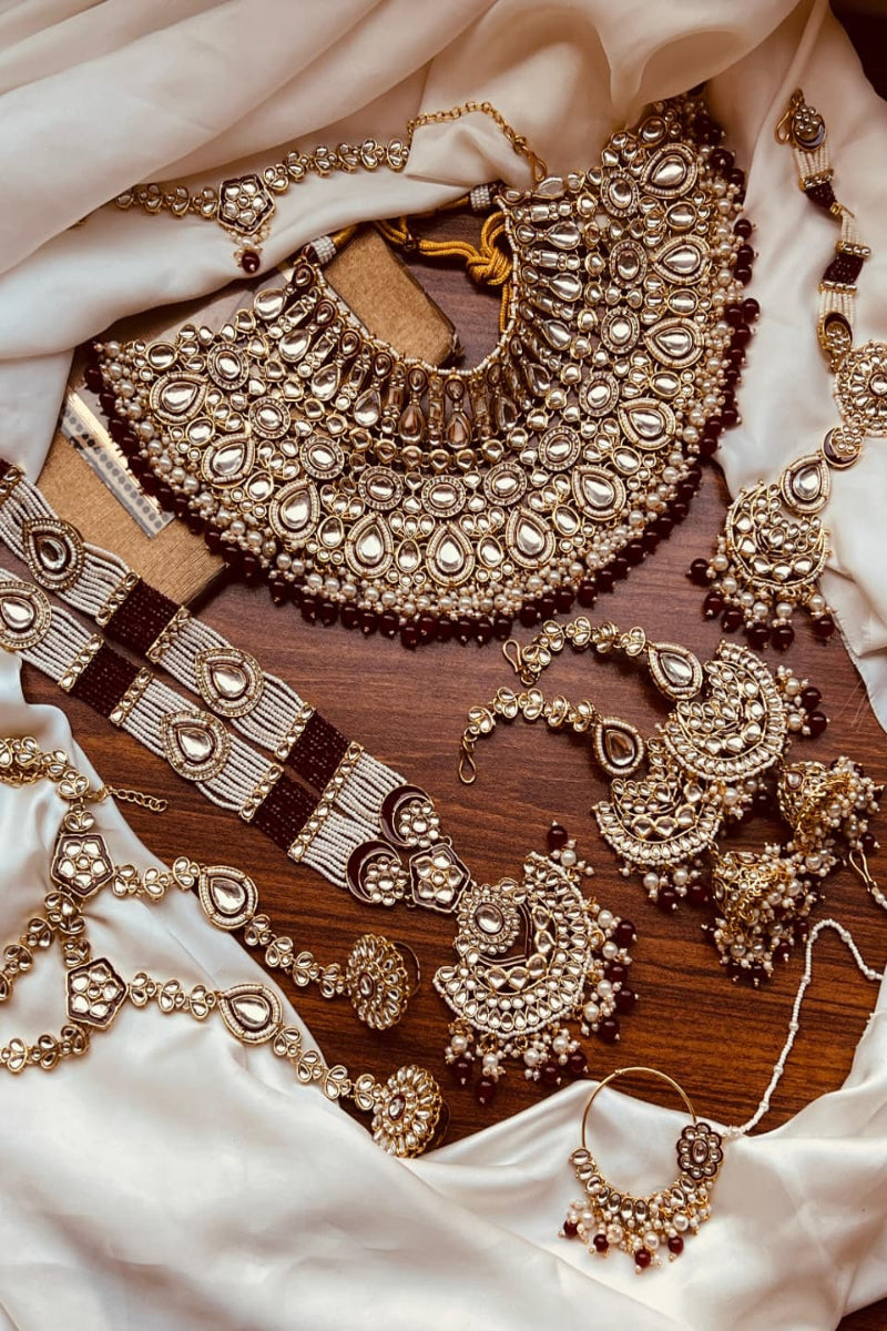 Royal Kundan Bridal Jewelry Set with Pearl Drops