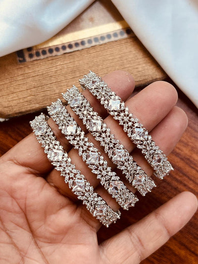 Premium 4-Piece Blue Zircon Bangle Set