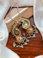 Luxury Pearl Mala with Meenakari Kundan Jhumki –