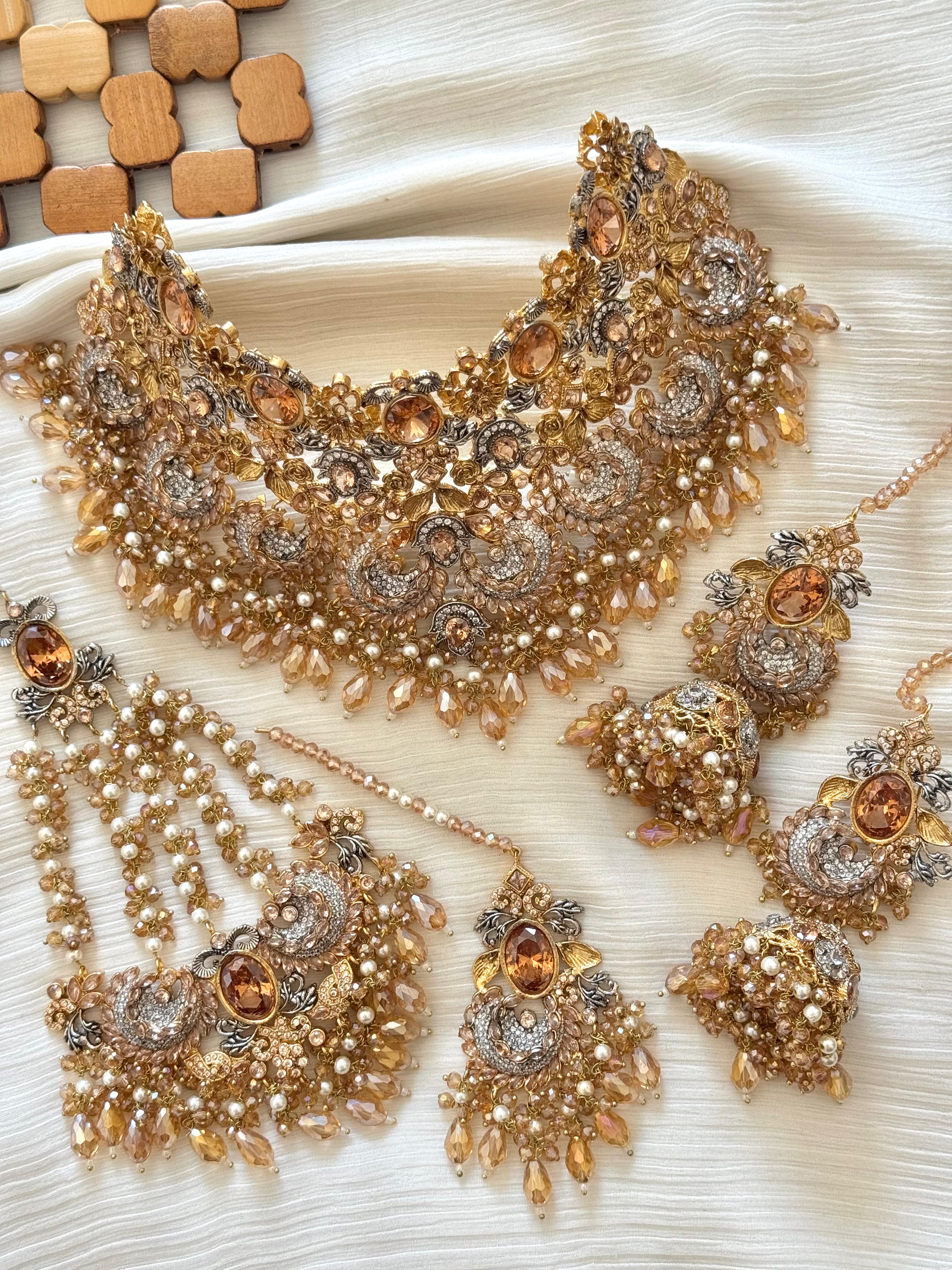 Royal Emerald & Gold Heritage Bridal Ensemble