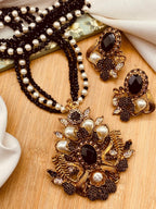 Emerald & Antique Gold Heritage Pendant Set