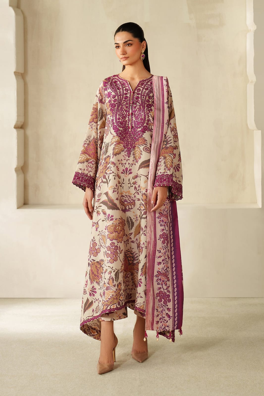 Digital Print Lawn Embroidered 3 Piece Suit RTW