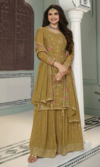 Multi Thread Embroidered Designer Sharara Suit