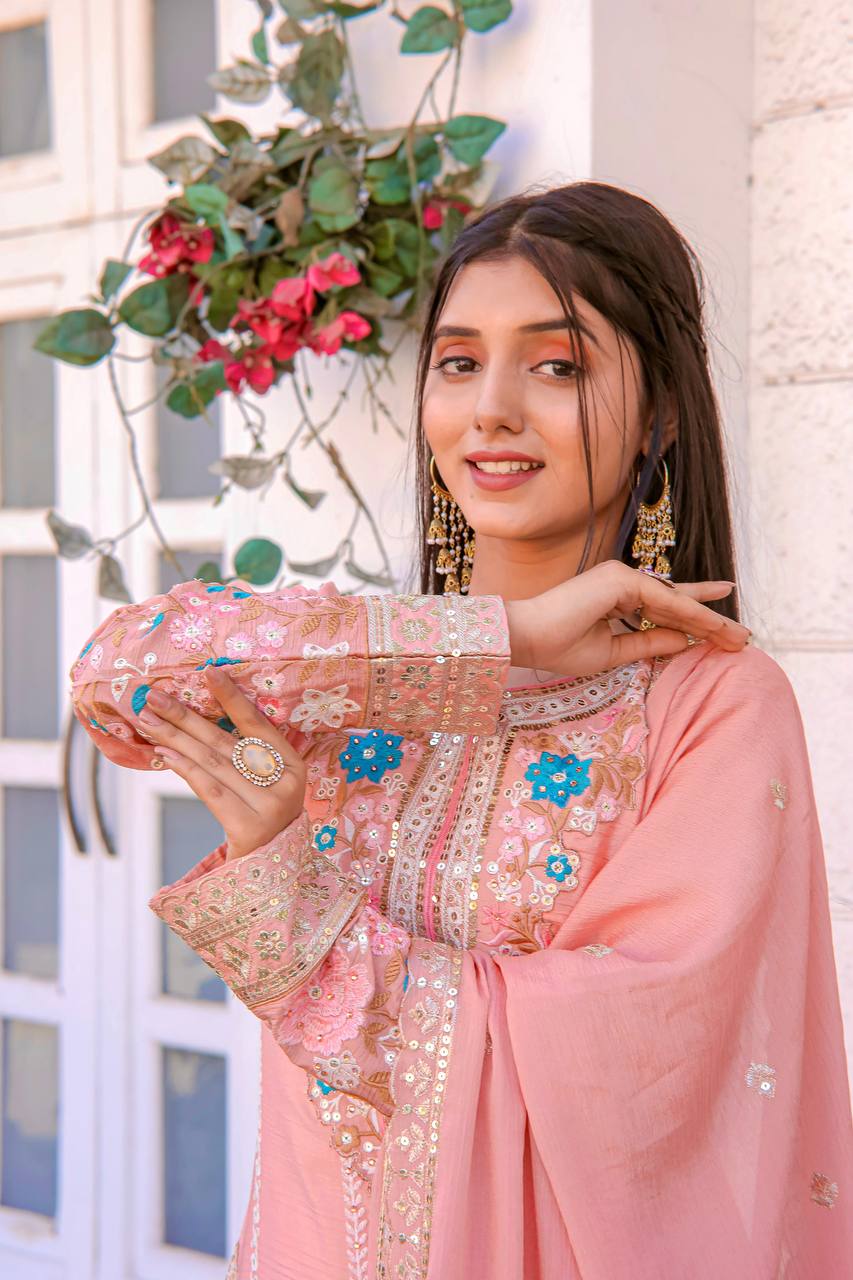 Stylish 3-Piece Set with Dupatta and Bottom