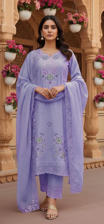 Crystal Viscose 3-Piece Stitched Suit with Organza Dupatta