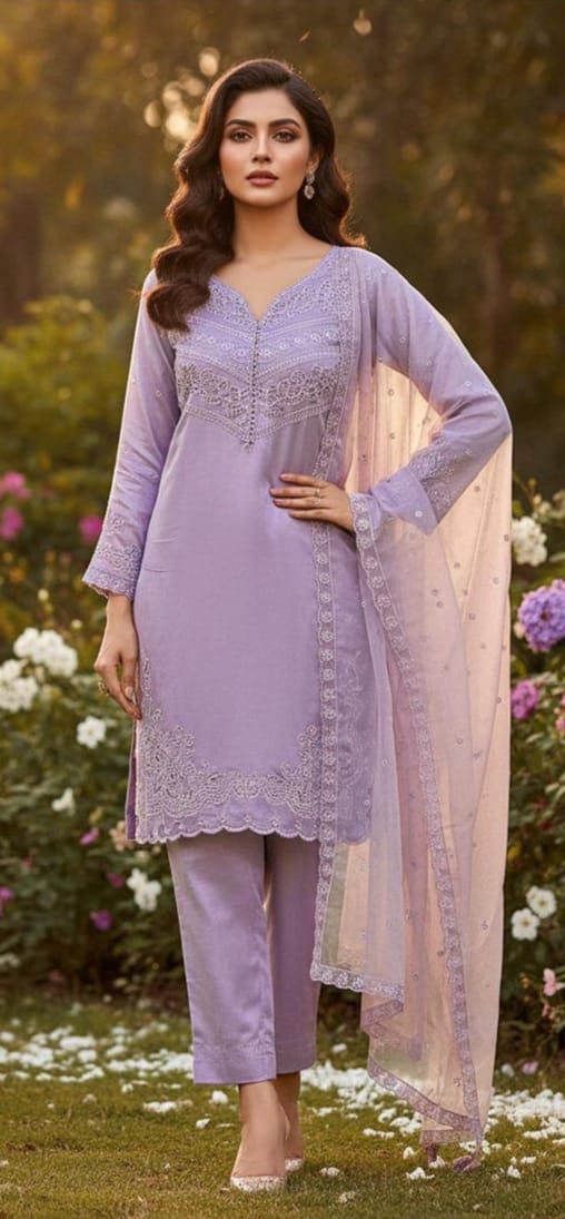 Crystal Viscous Top with Dupatta Set