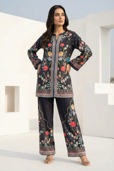 Midnight Charcoal Floral 2-Piece Cotton Co-ord Set