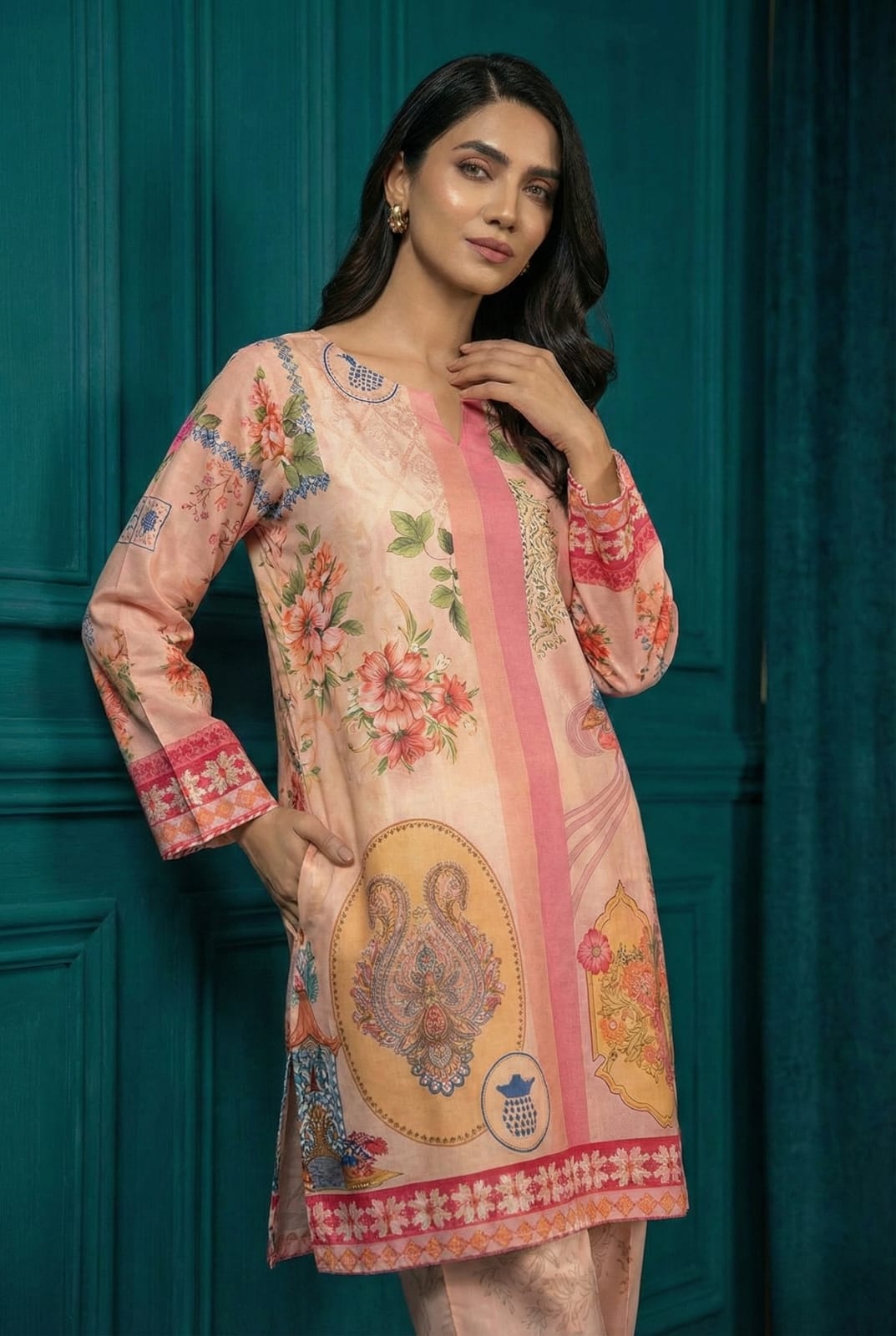 Peach & Pink Floral 2-Piece Co-ord Set