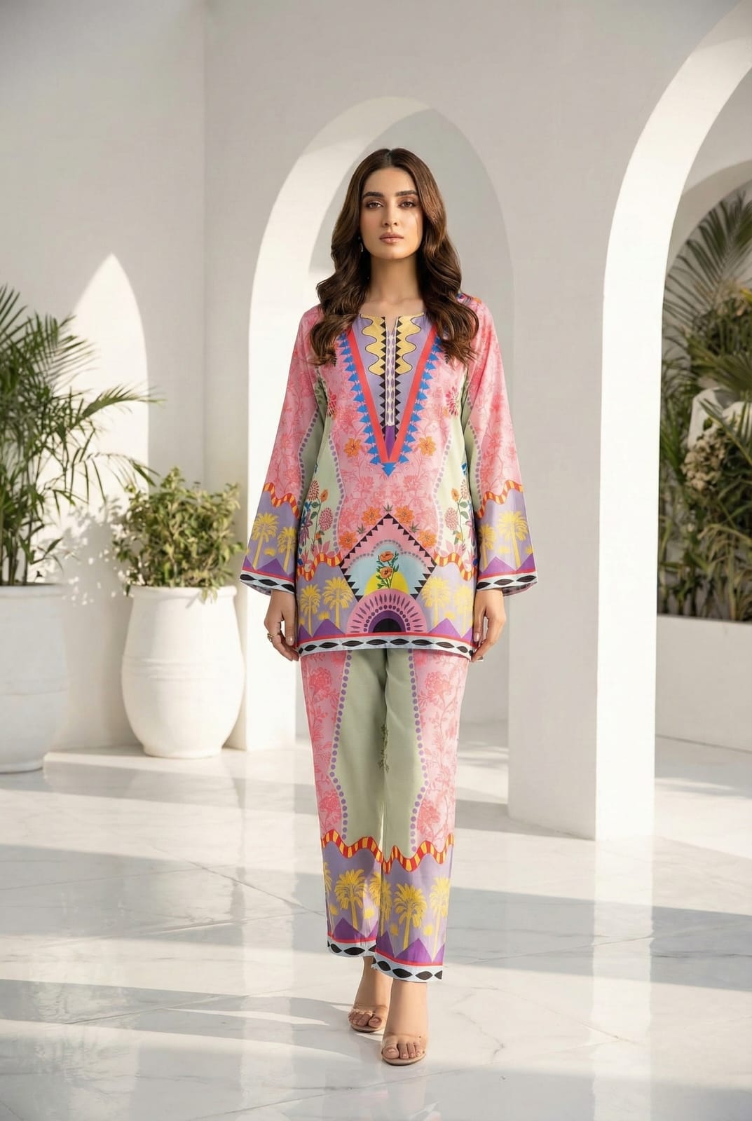 Floral Cotton 2-Piece Co-ord Set – Multi-Color