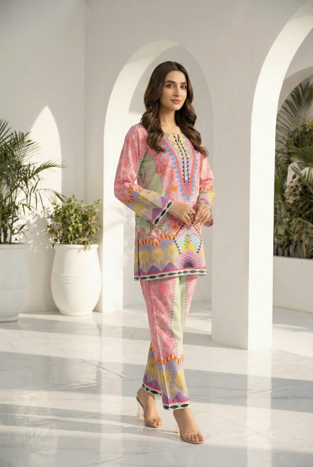 Floral Cotton 2-Piece Co-ord Set – Multi-Color