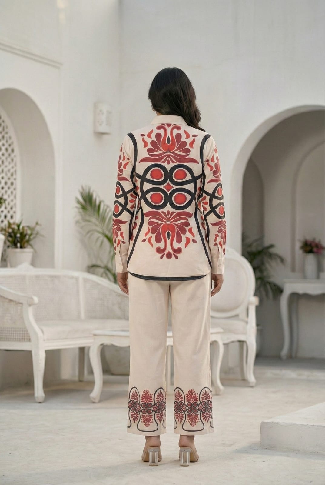 Cream Button-Down 2-Piece Cotton Co-ord Set