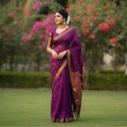 Adorable Silk Jacquard Border Saree For Women (Unstitched)