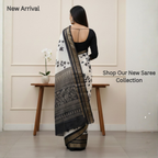 Classic Black And White Contrast Saree (Unstitched)