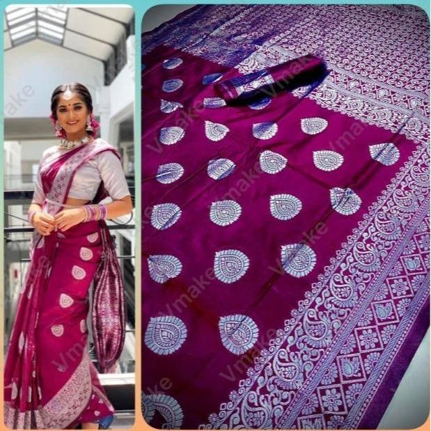 Flowing Silk Elegant Saree For Women (Unstitched)