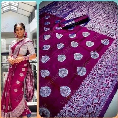 Flowing Silk Elegant Saree For Women (Unstitched)