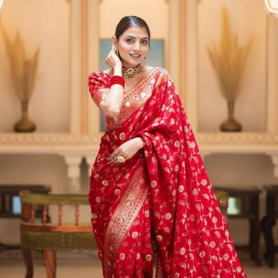 Printed Soft Lichi Silk Saree (Unstitched)