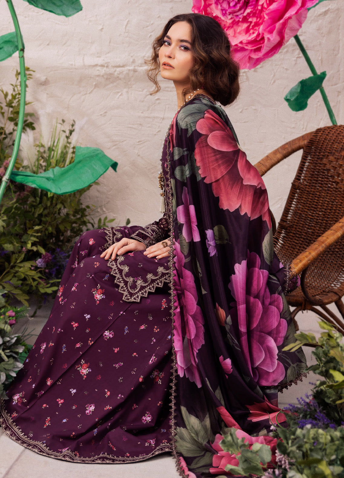 Dahlia 03-Piece Embroidered Luxury Lawn Suit Ready To Wear