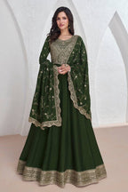 Premium Vichitra Sequin Embroidered Work Anarkali Suit