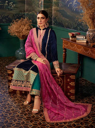 3 Piece Stitched Velvet Suit - Ready to Wear