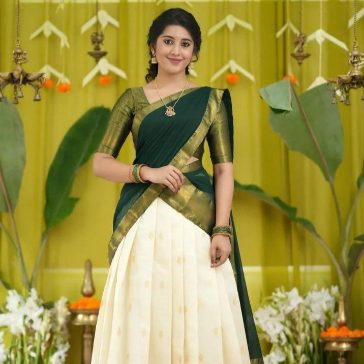 Silk Saree Lehenga With Blouse & Banarasi Dupatta For Women (Ustitched)
