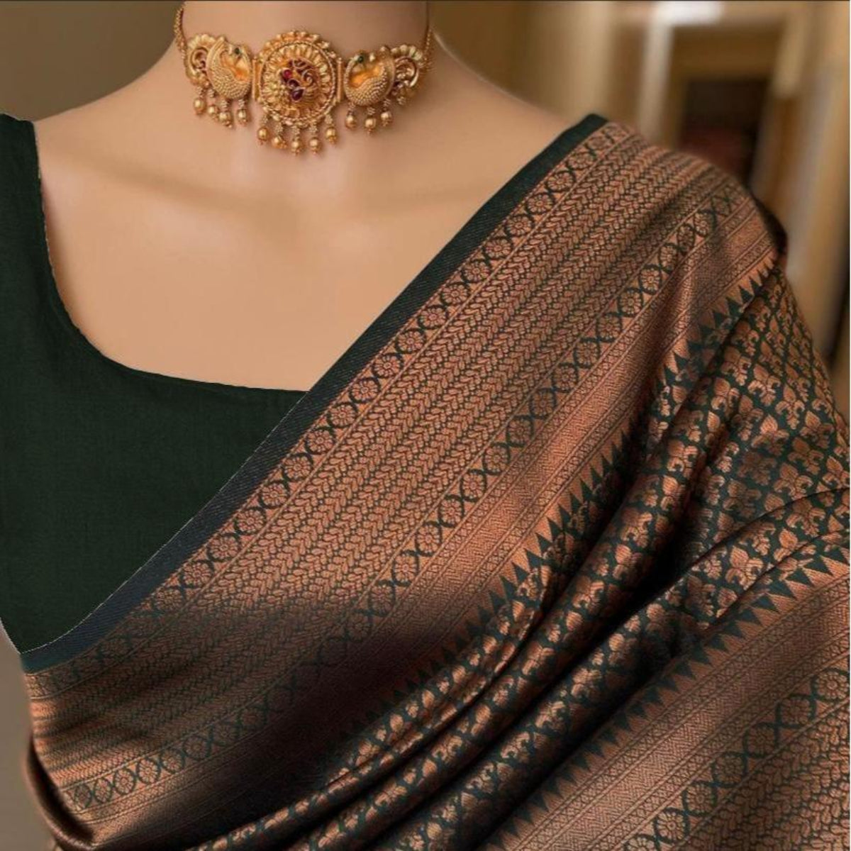 Elegant Banarsi Silk Saree For Women (Unstitched)