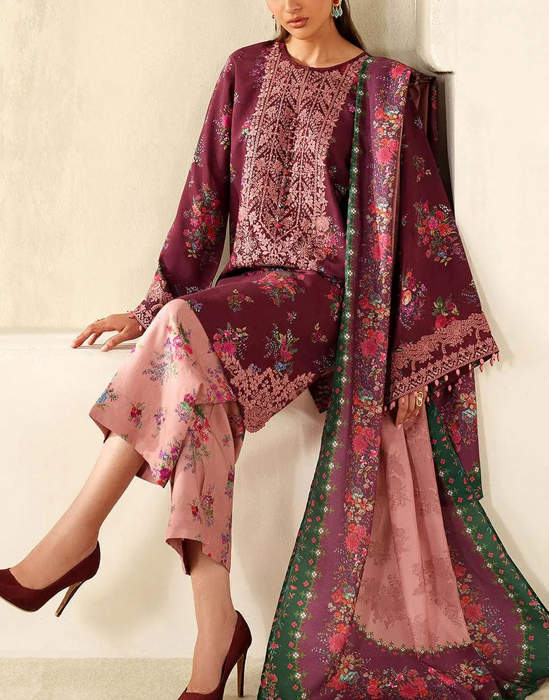 3 Piece Premium Printed Embroidered Lawn Dress