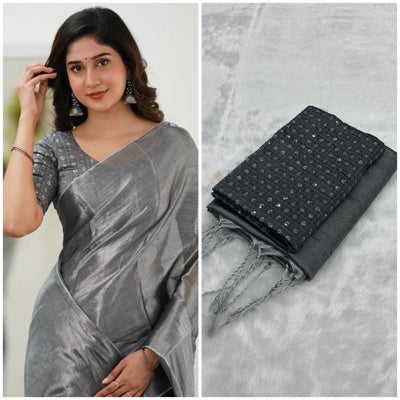 Ethereal Elegance Plain Silk Saree For Women (Unstitched)
