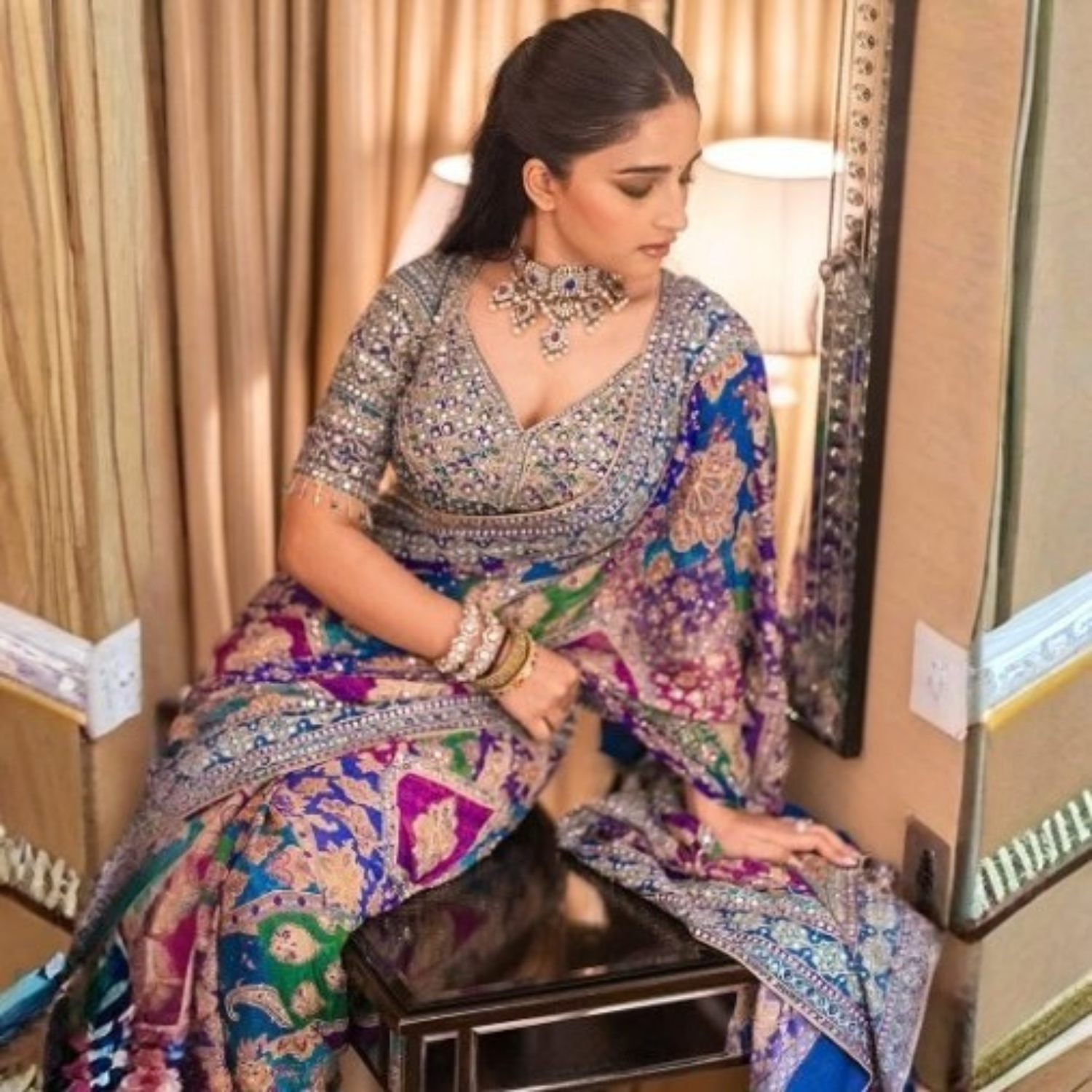 Beautiful Rainbow Saree For Women (Unstitched)