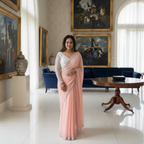Georgette Saree with Blouse and Diamond Work For Women (Unstitched)