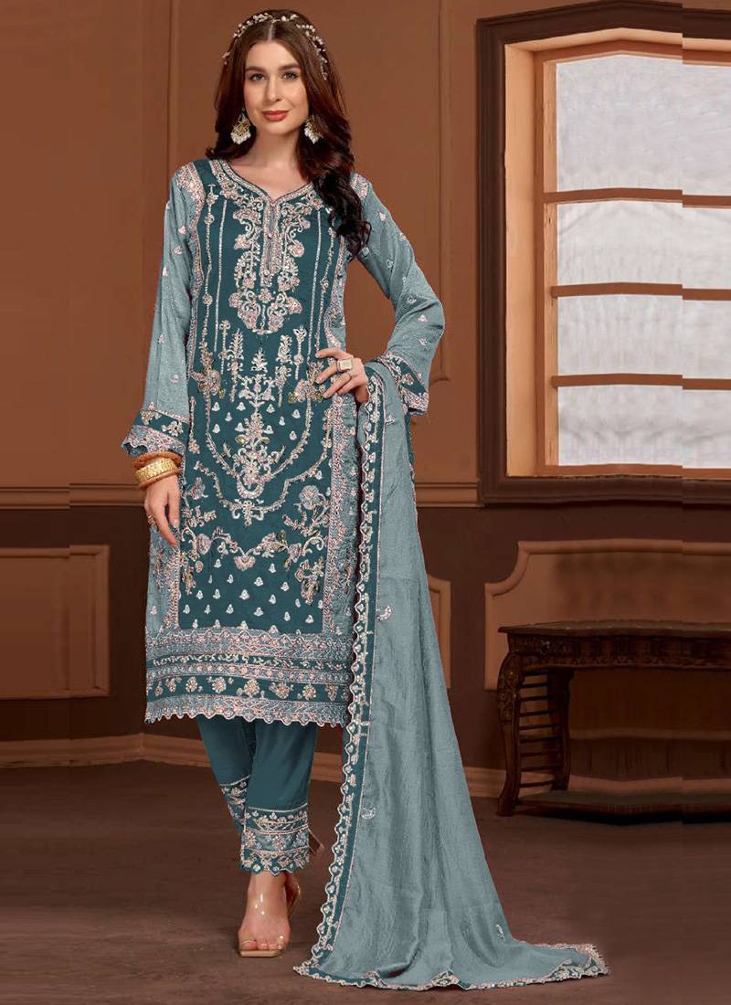 Premium Embroidered Straight Cut Trouser Suit