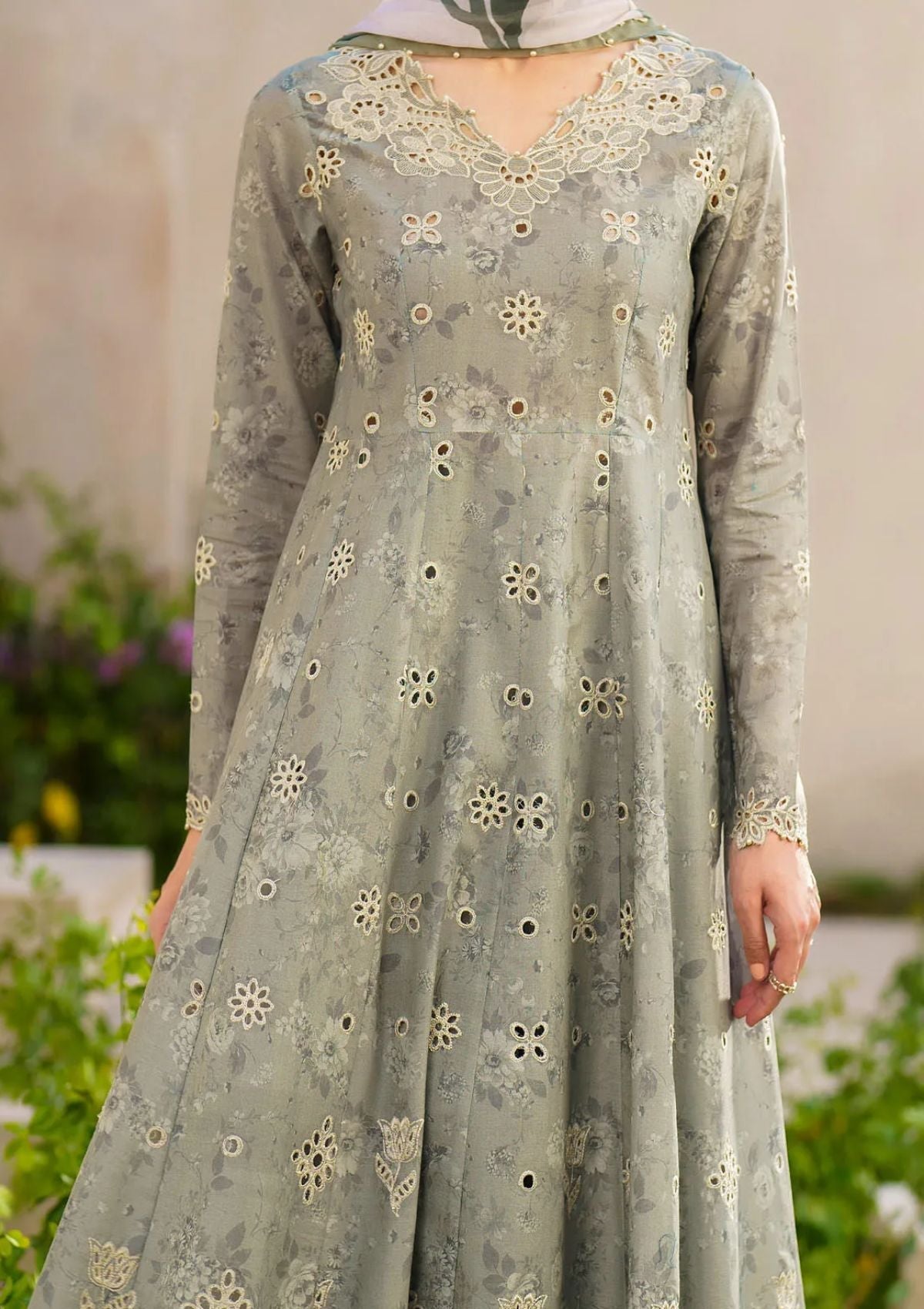 stitched Lawn Suit with Chiffon Dupatta & Chickenkari Embroidery