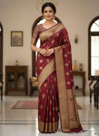Exquisite Jacquard Silk Saree with Grand Pallu (Unstitched)