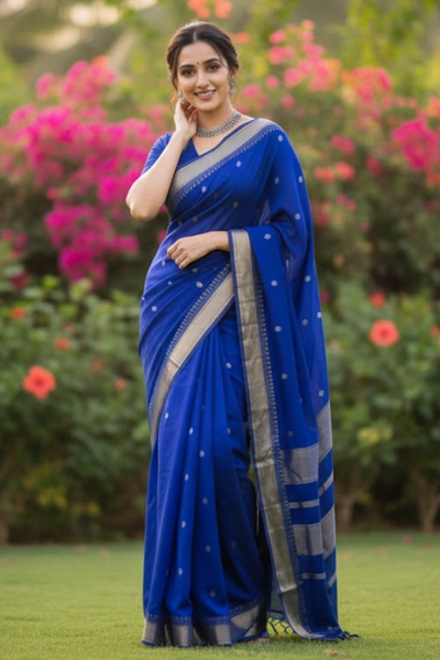 Adorable Silk Jacquard Border Saree For Women (Unstitched)