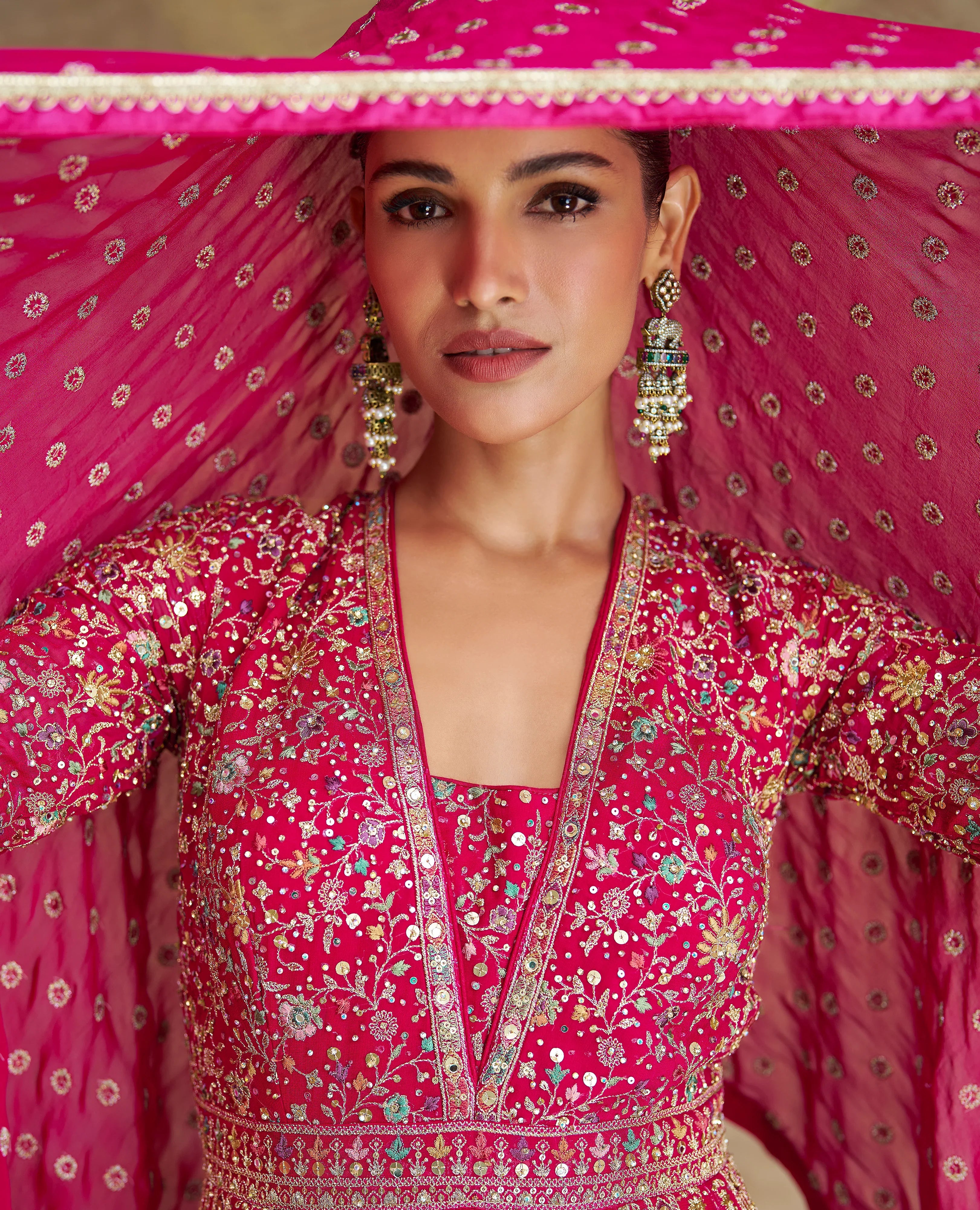 Heavy Embroidered Georgette Wedding Anarkali Gown