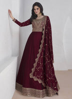 Premium Vichitra Sequin Embroidered Work Anarkali Suit