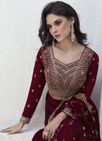 Premium Vichitra Sequin Embroidered Work Anarkali Suit