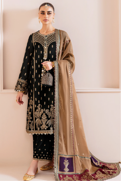Chandni Velvet Suit Ready To Wear With Organza Embroidered Dupatta