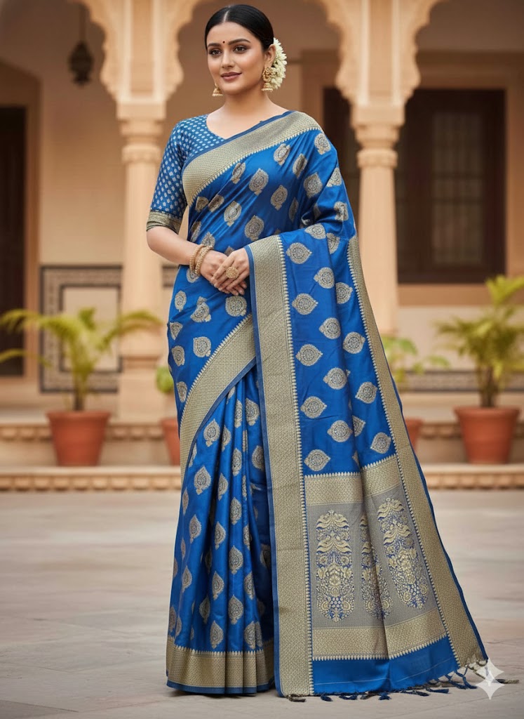Exquisite Jacquard Silk Saree with Grand Pallu (Unstitched)